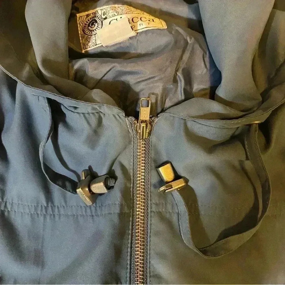 VGT GIACCA Jacket Hooded Front Pockets Drawstring Waist Light Blue Size L - Picture 7 of 16
